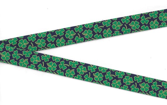 HOLIDAY/St. Patrick's E-01-A Jacquard Ribbon Poly Trim 7/8" wide (22mm) Navy w/Green Shamrocks