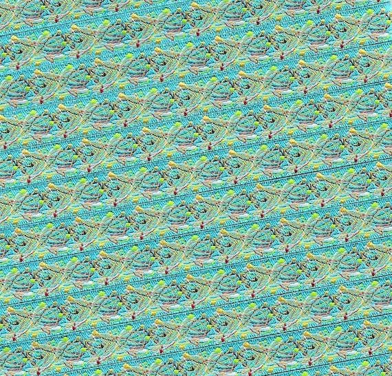 GEOMETRIC B-38-A Jacquard Ribbon Polyester Trim 1/2" wide (13mm) Abstract Design in Multi Colors