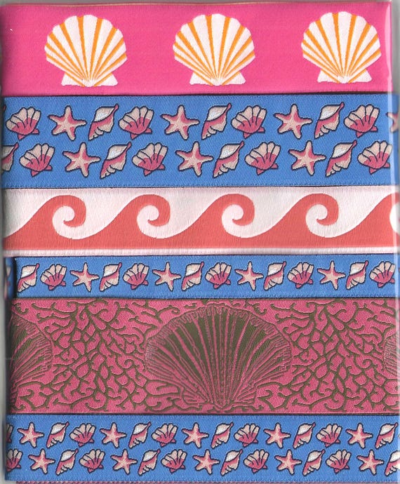 RIBBON PAK-131 Jacquard Ribbon Poly Trim (6yds) 1yd each 6 Different Designs