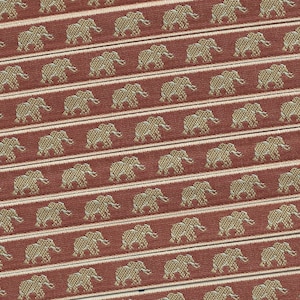 ANIMALES/Vida salvaje A-01-C Cinta de jacquard con ribete de poliéster de 3/8" de ancho (9 mm) VINTAGE Fabricada en Francia Elefantes tostados Acentos marrones sobre marrón óxido