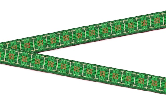 HOLIDAY E-09-A Jacquard Ribbon Poly Trim 7/8" wide (22mm) Holiday Tartan Plaid