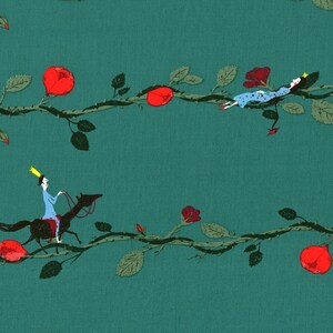Fairy Tale Fabric SLEEPING BEAUTY (Briar Rose) by Sybille Hein for C. Pauli, 58&quot; Wide, 100% Organic Cotton Fine Poplin Fabric, Choose Size