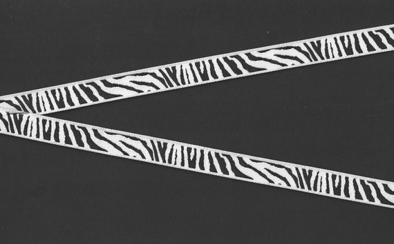 ANIMALS/Prints B-01-A Jacquard Ribbon Poly Trim 1/2" Wide (13mm) Black & White Zebra Stripe Design