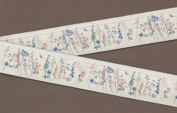 SOPHIA DRESCHER Jacquard Ribbon Poly Trim 2" wide (50mm) Germany "Grasses & Flowers"