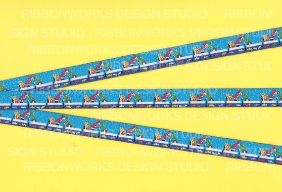 CHILDREN's RDS B-15-A Jacquard Ribbon Poly Trim 1/2" Wide (13mm) "Ice Fishing" Blue w/Multi-Colored Fish w/Children Fishing