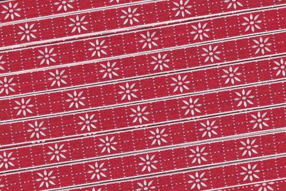 SNOWFLAKES A-04-B Jacquard Ribbon Poly Trim 3/8" wide (9mm) From France, Red w/White Snowflakes
