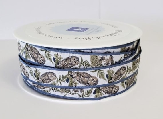 SOPHIA DRESCHER Birds Jacquard Ribbon Trim 5/8" wide (16mm) Germany "Forest Owls"
