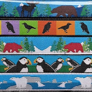ALASKAN Ribbon Gift Pak #1 Jacquard Ribbon Poly Trim 1/2 "(13 mm) jeweils 1m von 5 Original Designs Elch & Bär, Raben, Papageientaucher, Eisbären