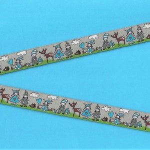 Kinder Märchen C-10-A Jacquard Band Poly Trim, 5/8 "breit (16 mm) FROLLEIN Design ""Zwerg Wiese"" Kinder mit Tieren