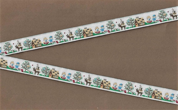 CHILDREN's Fairy Tales C-03-A Jacquard Ribbon Poly Trim 5/8" wide (16mm) From Germany, Hansel & Gretel Gingerbread House