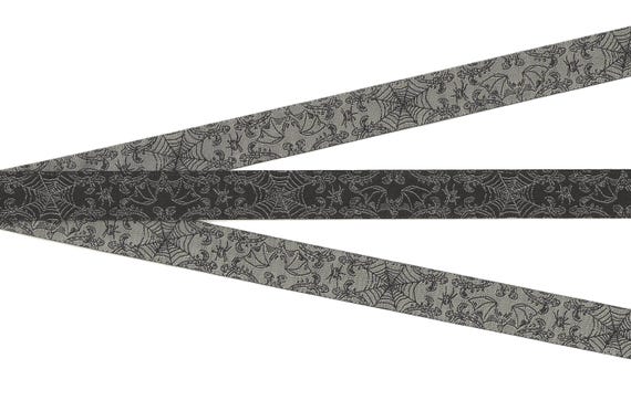 HALLOWEEN C-07-A Jacquard Ribbon Poly Trim 5/8" wide (16mm) REVERSIBLE Iron Web by Stacy lest Hsu