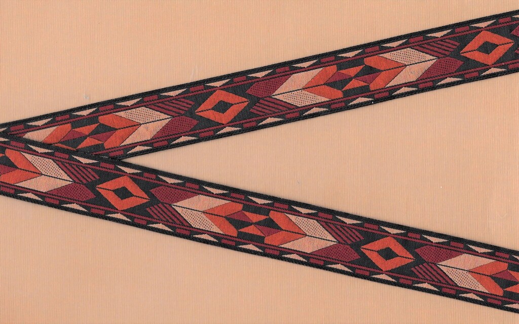 Nastro Jacquard Floreale Vintage 50 Yards – Rosso E Nero – Nylon Ricamato Etnico Per Cucito, Scrapbooking, Fai Da Te (22mm X 45,7m)