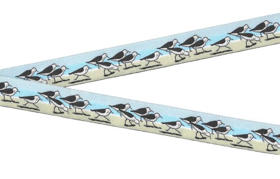 ANIMALS/Birds RDS E-29-A Jacquard Ribbon Poly Trim 7/8" wide (22mm) "Sandpipers" Walking