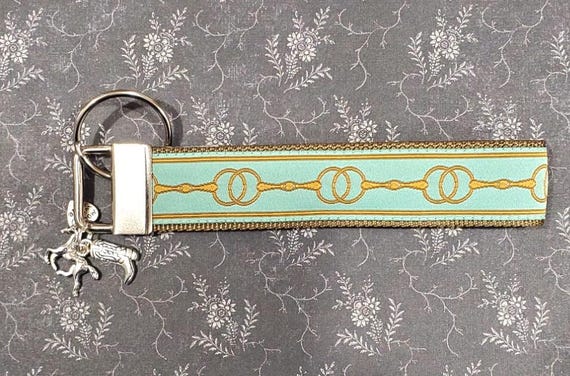 Jacquard Ribbon/Nylon Web 1" wide (25mm) Key Fobs, Horse Snaffle Bit w/Charms, Keychain, Wristlet, Luggage Tags 5.5" long, Zipper Pulls