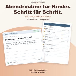 Children's Evening Routine | ADHD Routine Cards to Print | Brushing Teeth, Bathing, Ending Screen Time | PDF