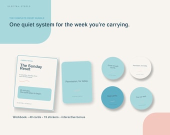 Self Care Printable Bundle | Sunday Reset Planner | Permission Cards | Digital Stickers for Overwhelmed Women