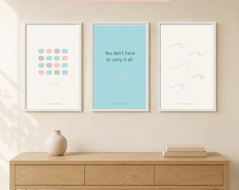 Printable Calming Wall Art Set of 3, Positive Quote Prints, Teen Girl Room Decor, Digital Download