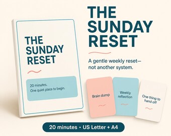Sunday Reset Planner Printable: Weekly Reset, Brain Dump and Gentle Planning Workbook