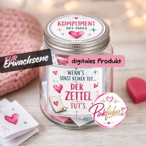 Printable Compliment Jar | 36 Compliments, Labels & Canva Size Adjustment | Digital Download for Your Favorite People