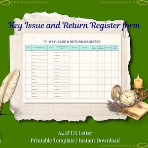 Key Issue and Return Register | School Key Log | Student and Contractors Keys Sign Out Sheet | Operations Office Record