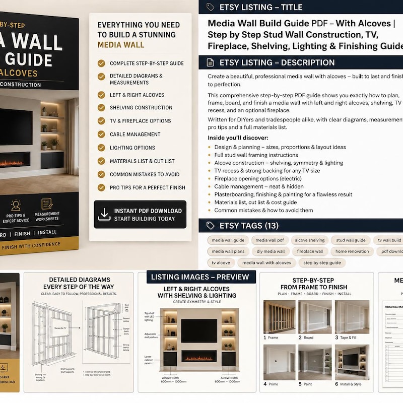 Tv Fireplace Wall Design - Etsy UK