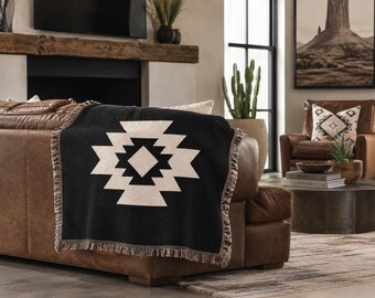 Southwestern Diamond Pattern Woven Blanket | Aztec Throw Rug