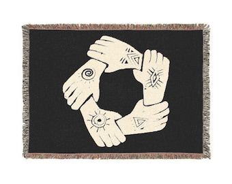 Gewebte Decke mit mystischem Palmenkreis-Motiv | Afrikanisches Symbol-Überwurf