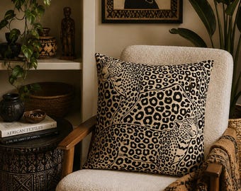 Kissenbezug mit Leopardenmuster | Tierfleckenmuster, neutrales Safari-Dekor