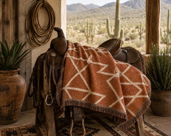 Geometric Diamond Pattern Woven Blanket | Southwestern Throw