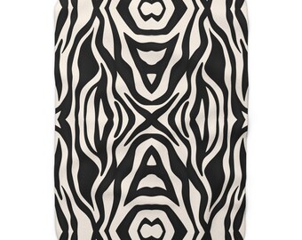 Sherpa-Decke mit Zebra-Muster in Schwarz-Weiß | Kuscheldecke mit Tiermotiv