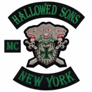 Hallowed Sons New York MC Cerberus Patch Set Biker Back Patch