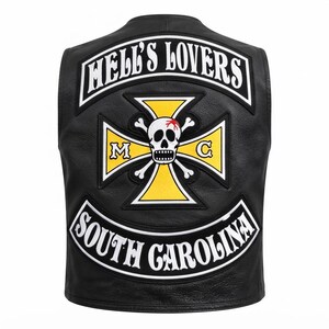 Hell's Lovers South Carolina MC Iron Cross Skull Biker Patch Set