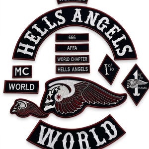 Hells Angels World MC Nomads Death Head Biker Embroidered Back Patch Set