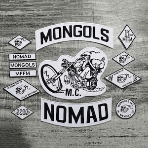 Set di toppe Mongols Nomad MC, toppa grande ricamata per motociclisti chopper