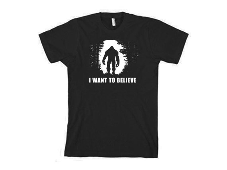 BIGFOOT TSHIRT I Want To Believe T-Shirt Funny Mens Kids image 1