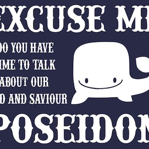 FUNNY TSHIRT Greek Mythology Poseidon Whale T-Shirt Mens Womens Kids Tee Shirt (also available on crewneck sweatshirts and hoodies) SM-5XL