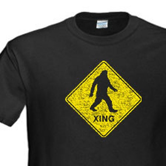 BIGFOOT T-SHIRT Bigfoot Crossing Sign T-Shirt Kids Birthday Party Sasquatch T-Shirt also available on crewneck sweatshirts and hoodie SM-5XL