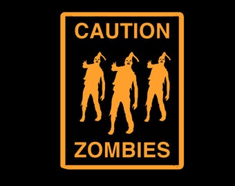 ZOMBIE SHIRT Caution Zombies T-Shirt Horror Movie Science Fiction Mens T-Shirt (also available on crewneck sweatshirts and hoodies) SM-5XL