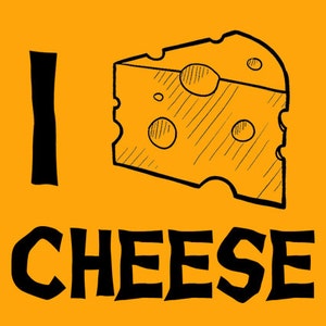 FUNNY TSHIRT I Love Cheese T-Shirt Mens Womens Kids Tee Shirt Pizza Vegetarian Tee Shirt (also available on crewnecks and hoodies) SM-5XL