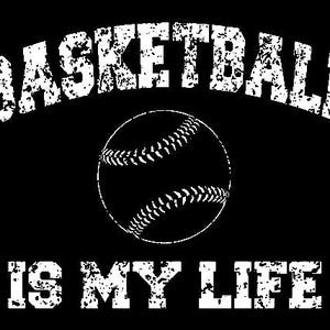 CAMISETA ENGRAÇADA Basquete é minha vida com imagem de beisebol Camiseta masculina feminina infantil (também disponível em gola redonda e moletons SM-5XL