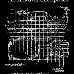FUNNY T-SHIRT 80s Movie Time Machine Schematics T-Shirt Science Fiction T-Shirt (also available on crewneck sweatshirts and hoodies) SM-5XL