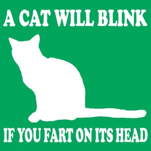 FUNNY TSHIRT A Cat Will Blink If You Fart On Its Head T-Shirt Funny Cat Tee Shirt also available on crewneck sweatshirts and hoodies) SM-5XL