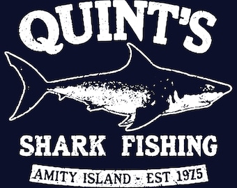 Camiseta de pesca de tubarões do Quint: Camiseta de filme de terror, tamanhos P a 5XG
