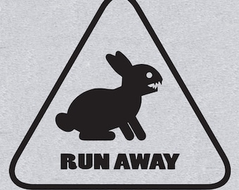 Funny Rabbit Run Away T-Shirt: British Humor Easter Bunny Tee SM-5XL
