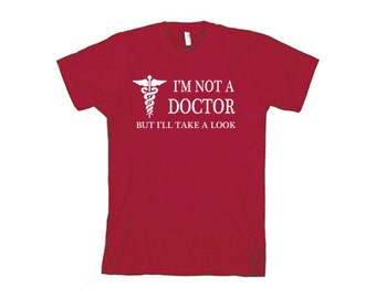 Funny Novelty T-Shirt - 'I'm Not A Doctor But I'll Take A Look' Saying, Navy Blue, X-Large Adult - View #3