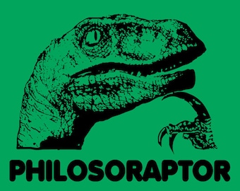 FUNNY TSHIRT Philosoraptor T-shirt Dinosaur Kids Birthday Party Mens  Tee Shirt (also available on crewneck sweatshirts and hoodies) SM-5XL