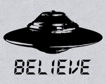 Camiseta UFO Believe: Camiseta de película de terror y ciencia ficción Área 51 con temática alienígena, tallas SM-5XL