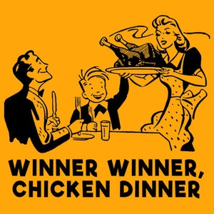 LUSTIGES TSHIRT Gewinner Huhn Dinner T-Shirt Herren Damen Kinder Cooles T-Shirt (auch auf Crewneck Sweatshirts und Hoodies SM-5XL erhältlich