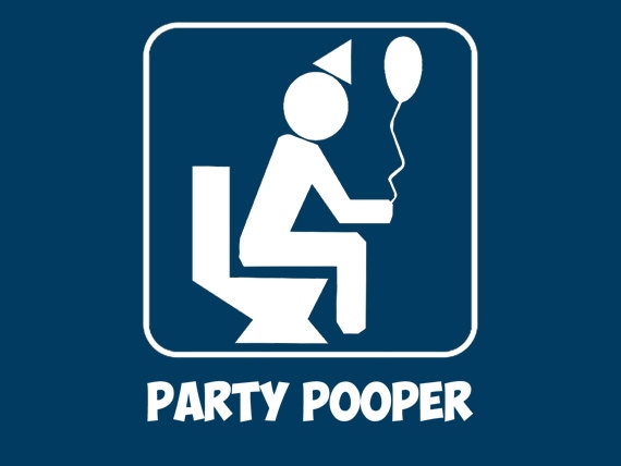 Funny Party Pooper T-Shirt Person On Toilet Balloon And Hat Funny Party Pooper T-Shirt Person On Toilet Balloon And Hat