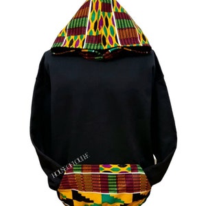 Adults African Print Original Black Kente Honourable Hoodie (Unisex)
